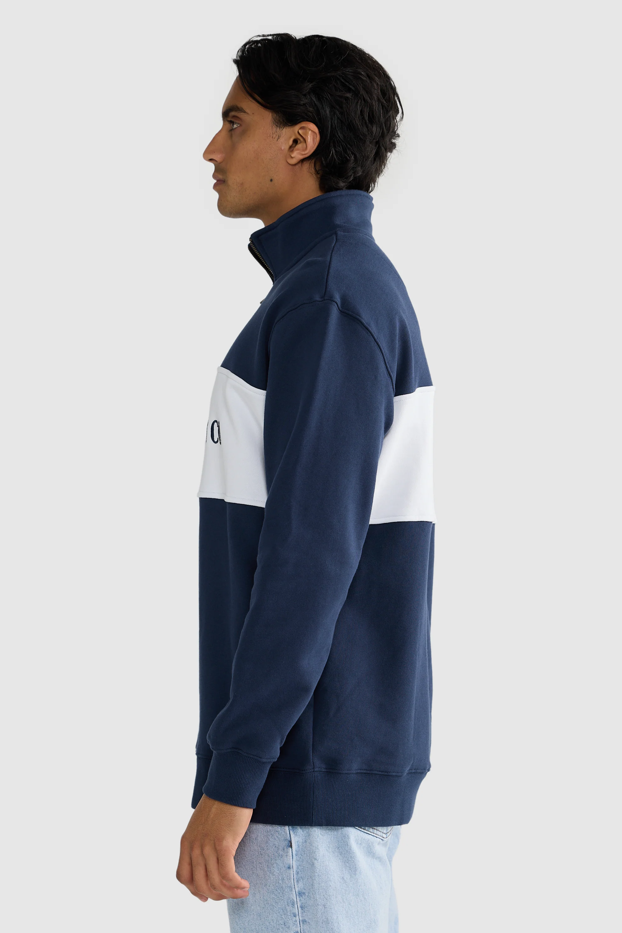Classic Logo Quarter Zip Navy - Image 3