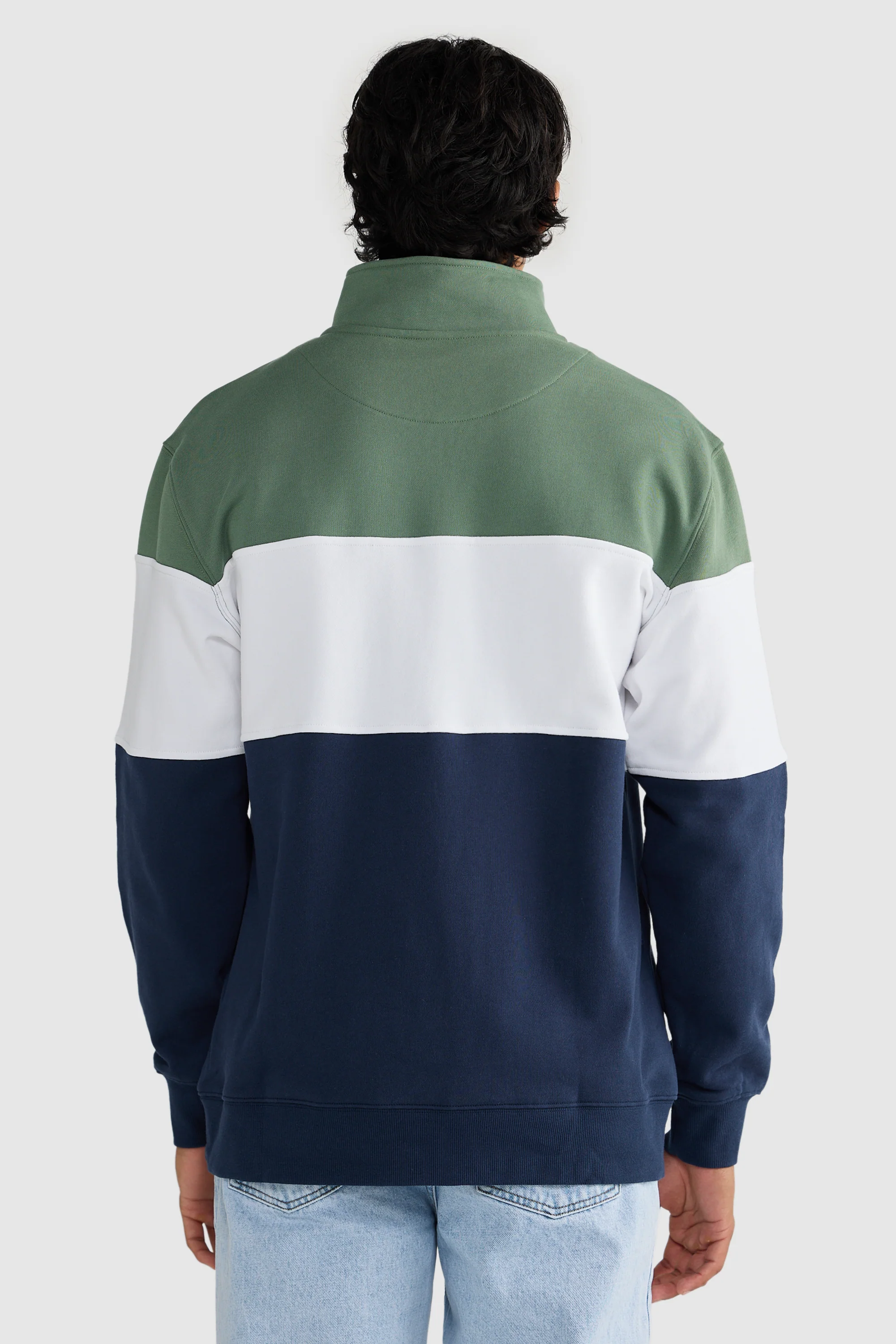 Classic Logo Quarter Zip Olive and Navy - Image 5