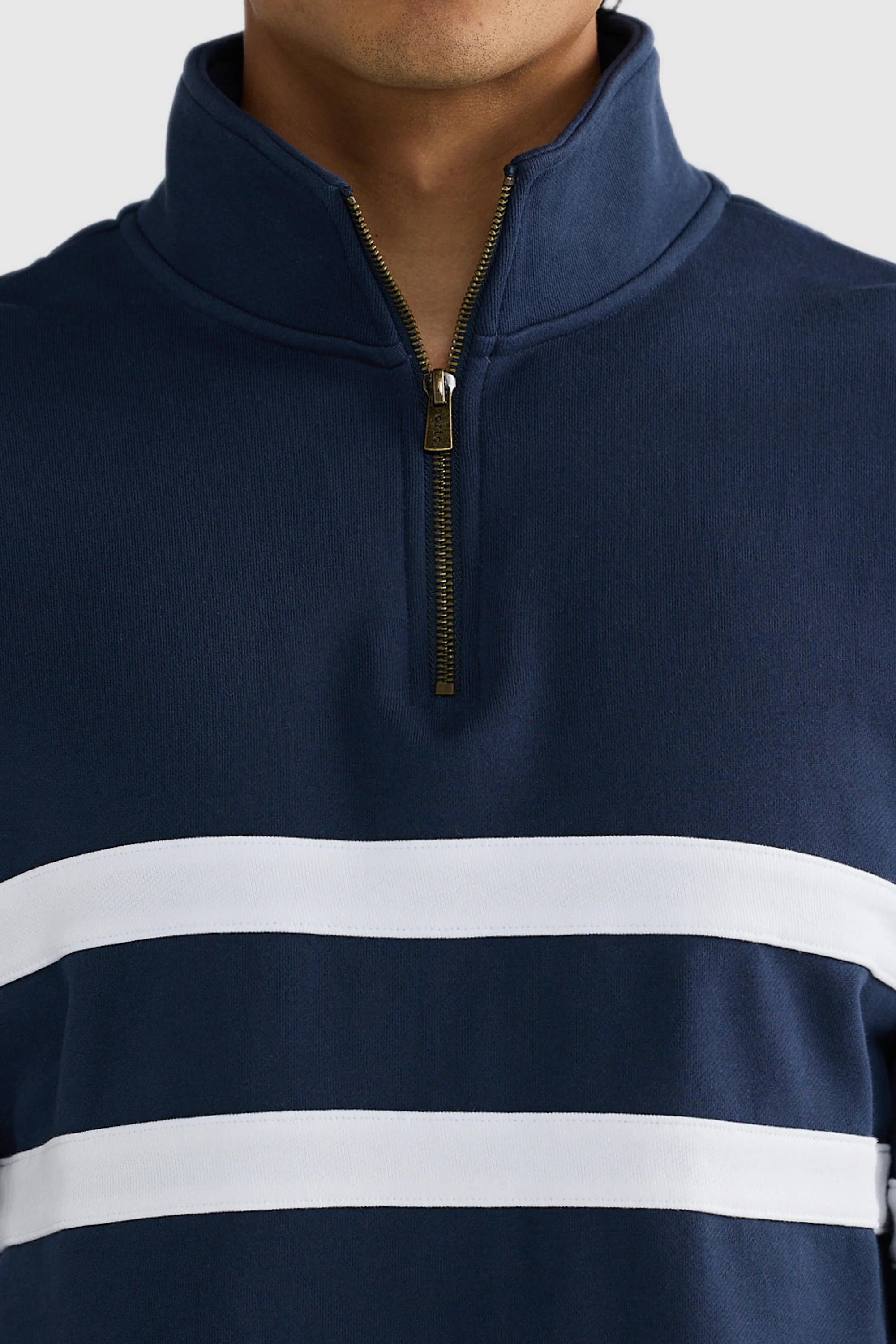 Collegiate Stripe Quarter Zip Navy - Image 4