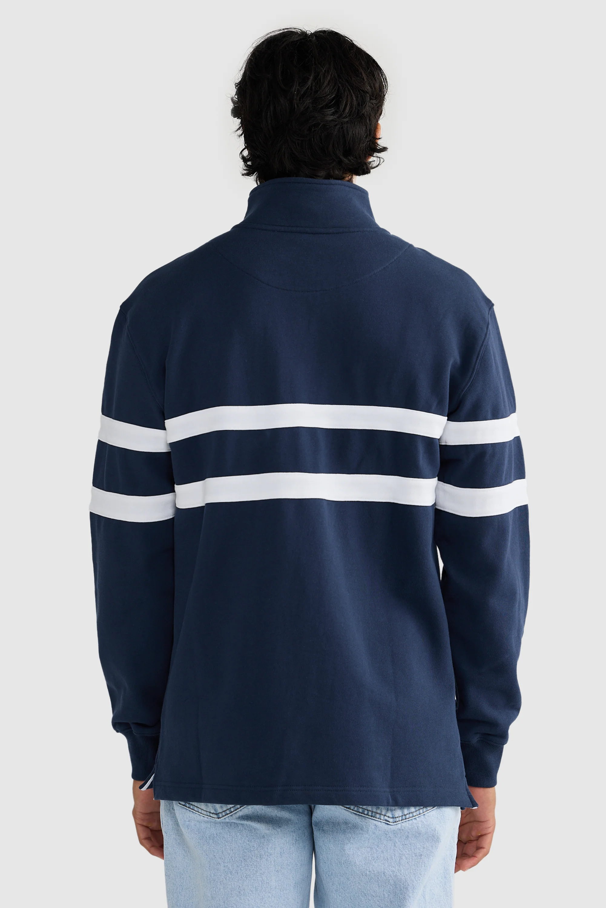 Collegiate Stripe Quarter Zip Navy - Image 5