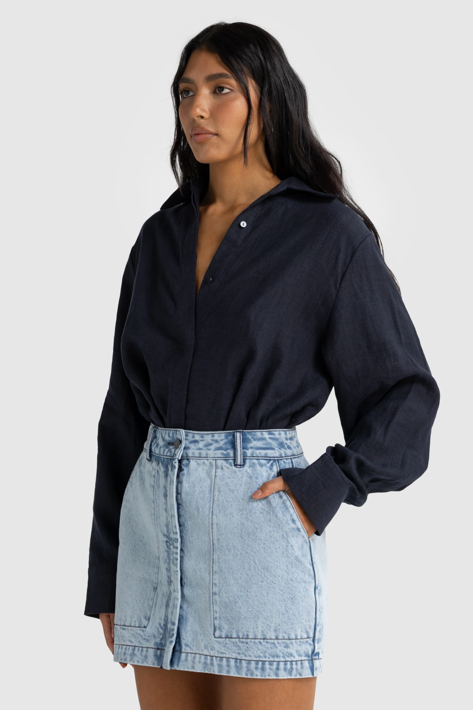 Harley Denim Mini Skirt Light Blue - Image 3