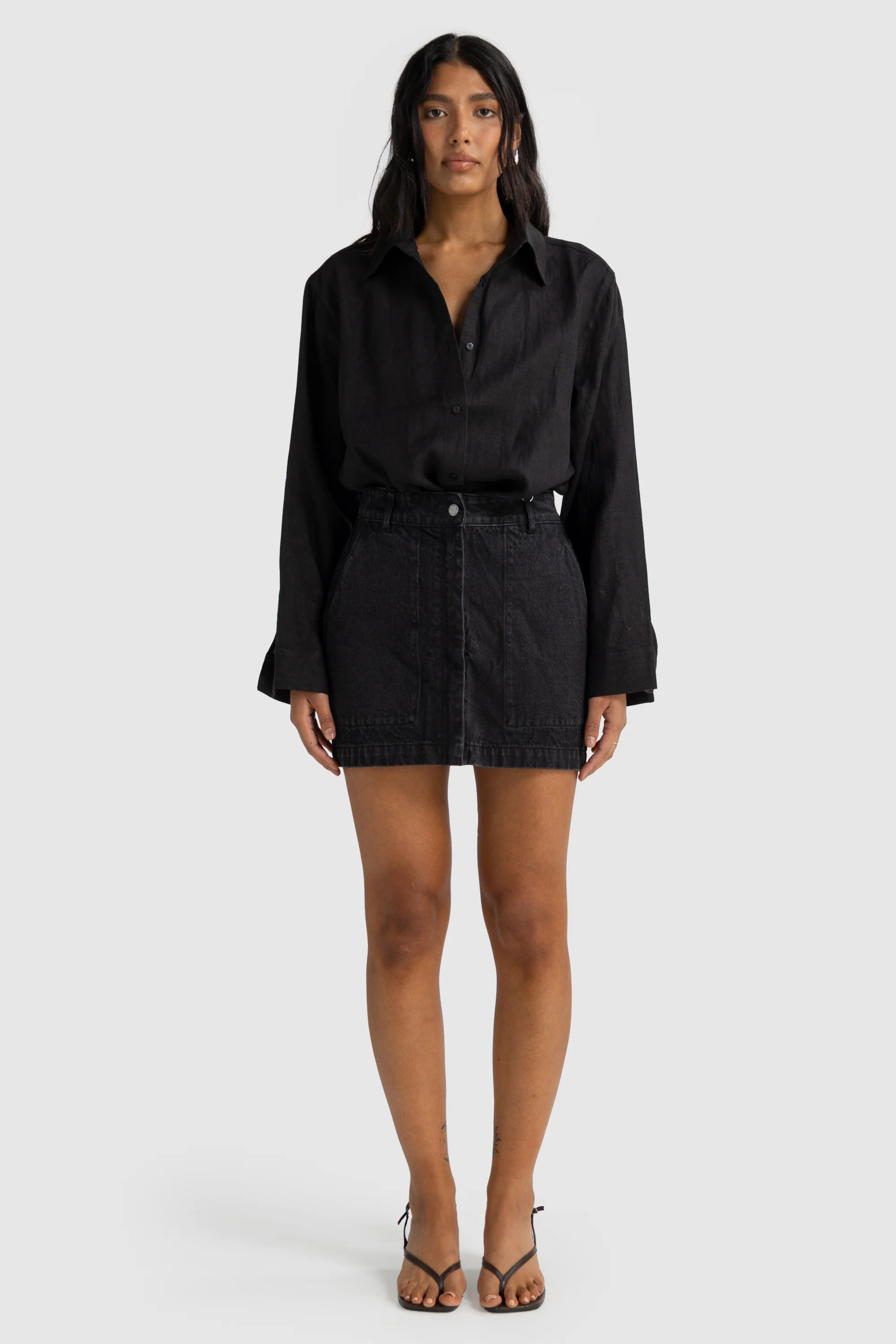 Harley Denim Mini Skirt Washed Black