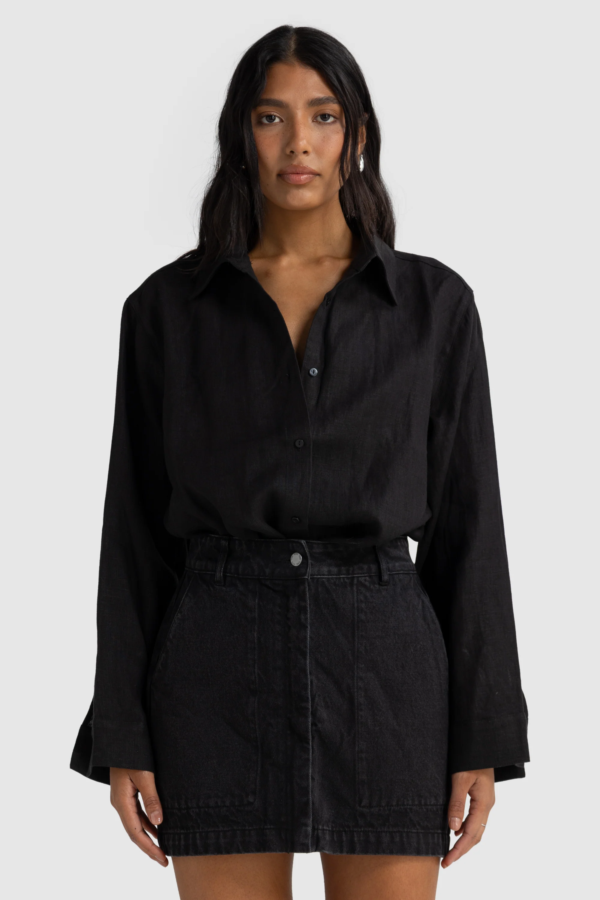 Harley Denim Mini Skirt Washed Black - Image 2