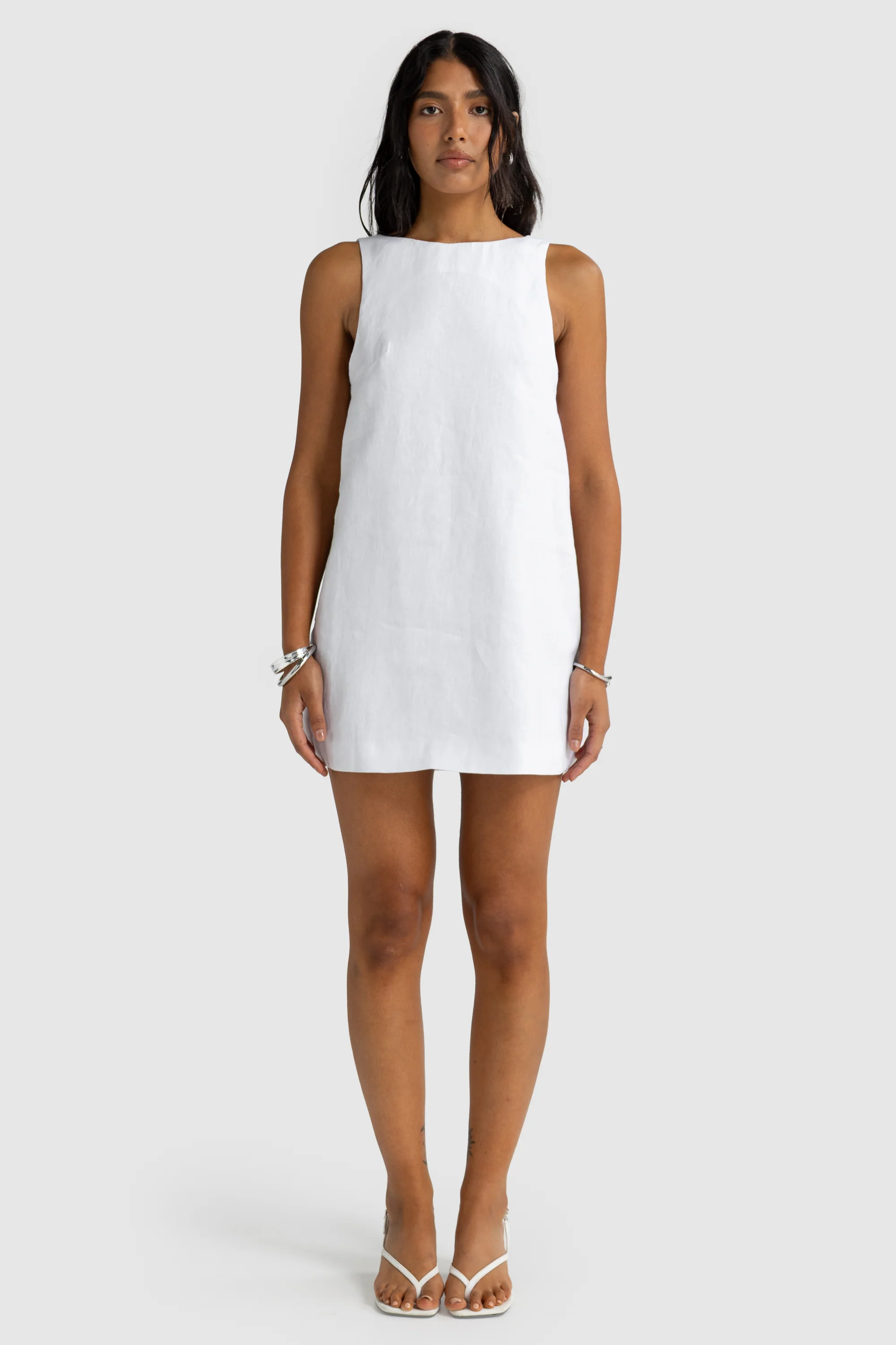 Jolie Linen Mini Dress White