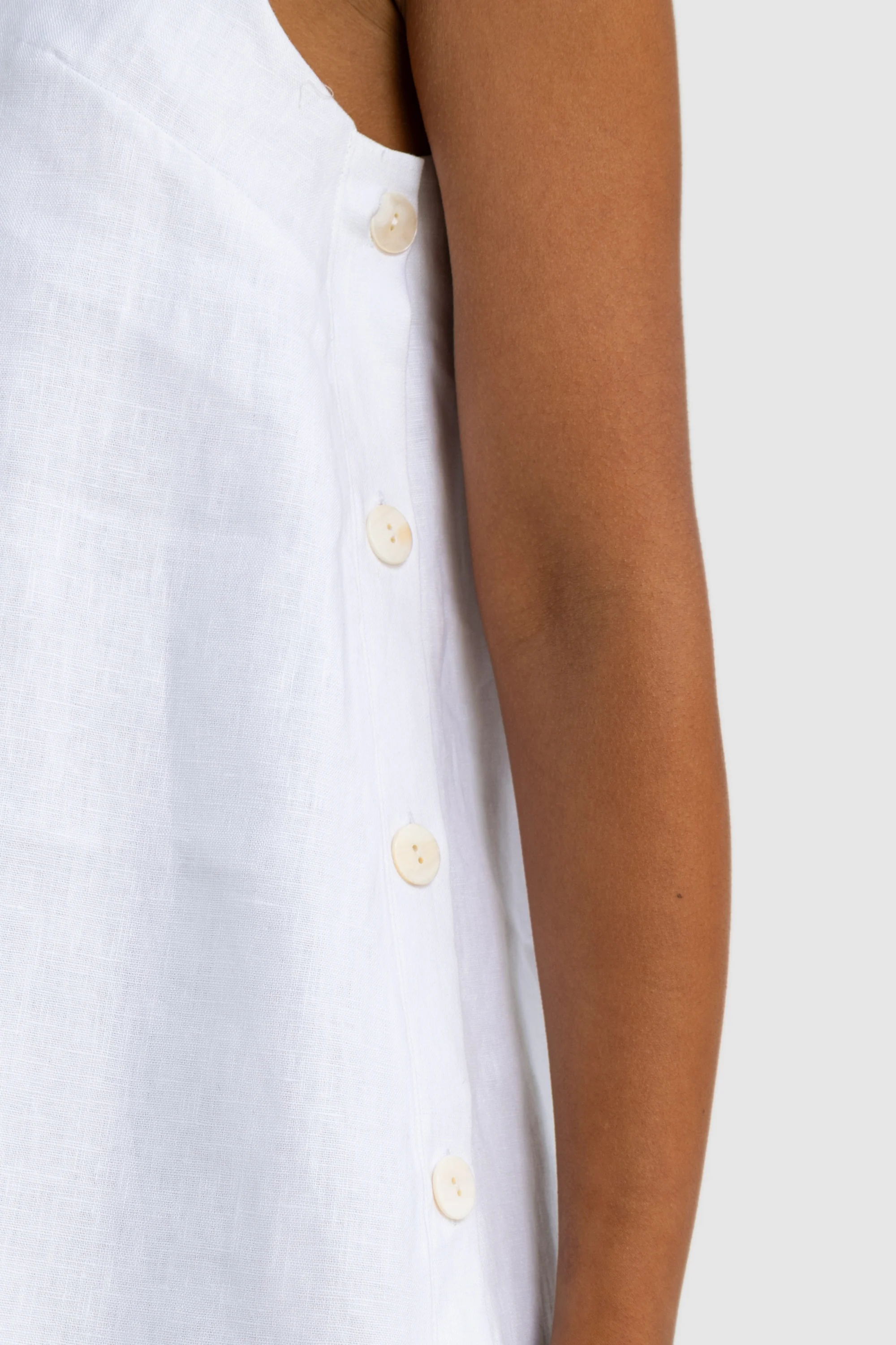 Jolie Linen Mini Dress White - Image 5