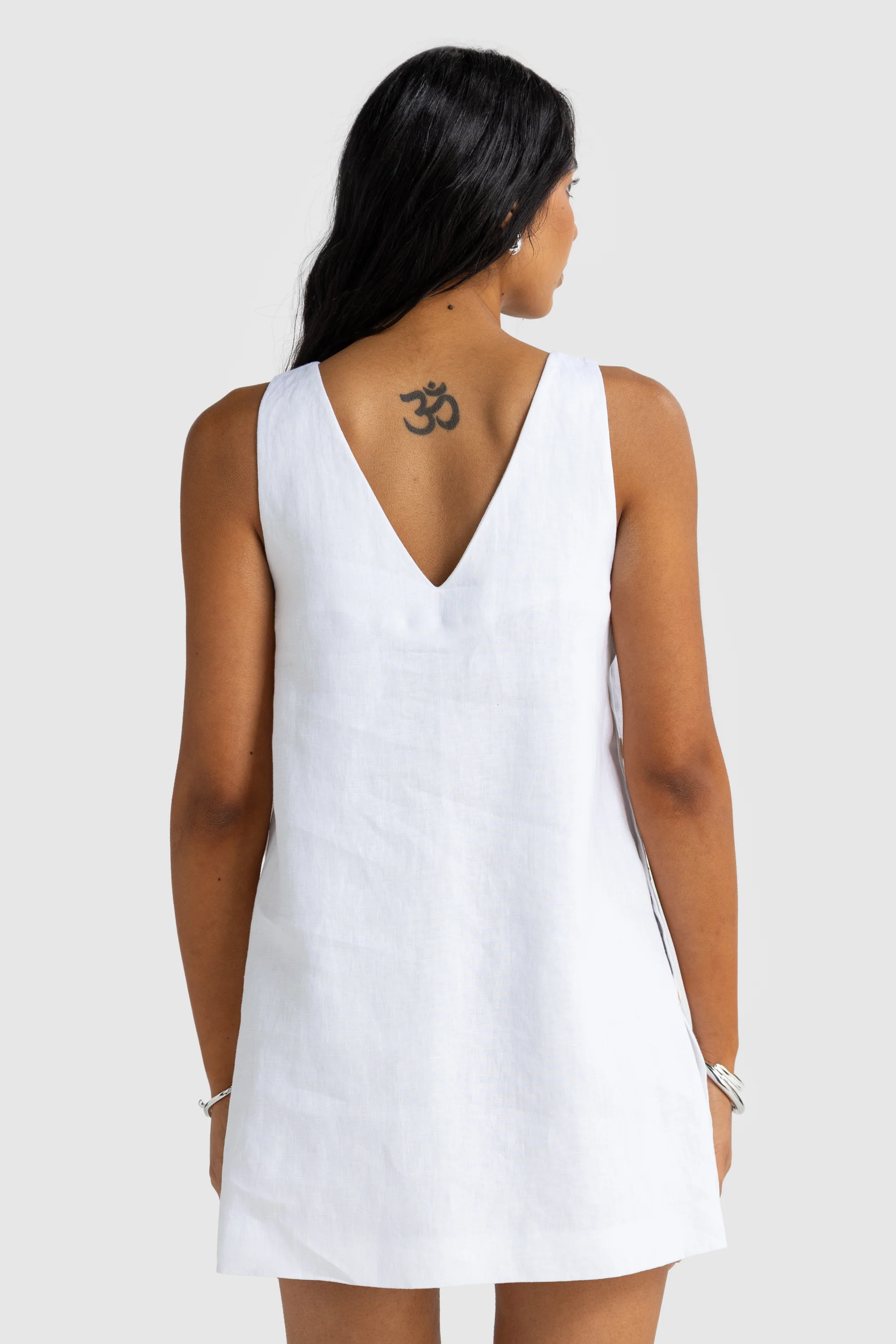 Jolie Linen Mini Dress White - Image 6