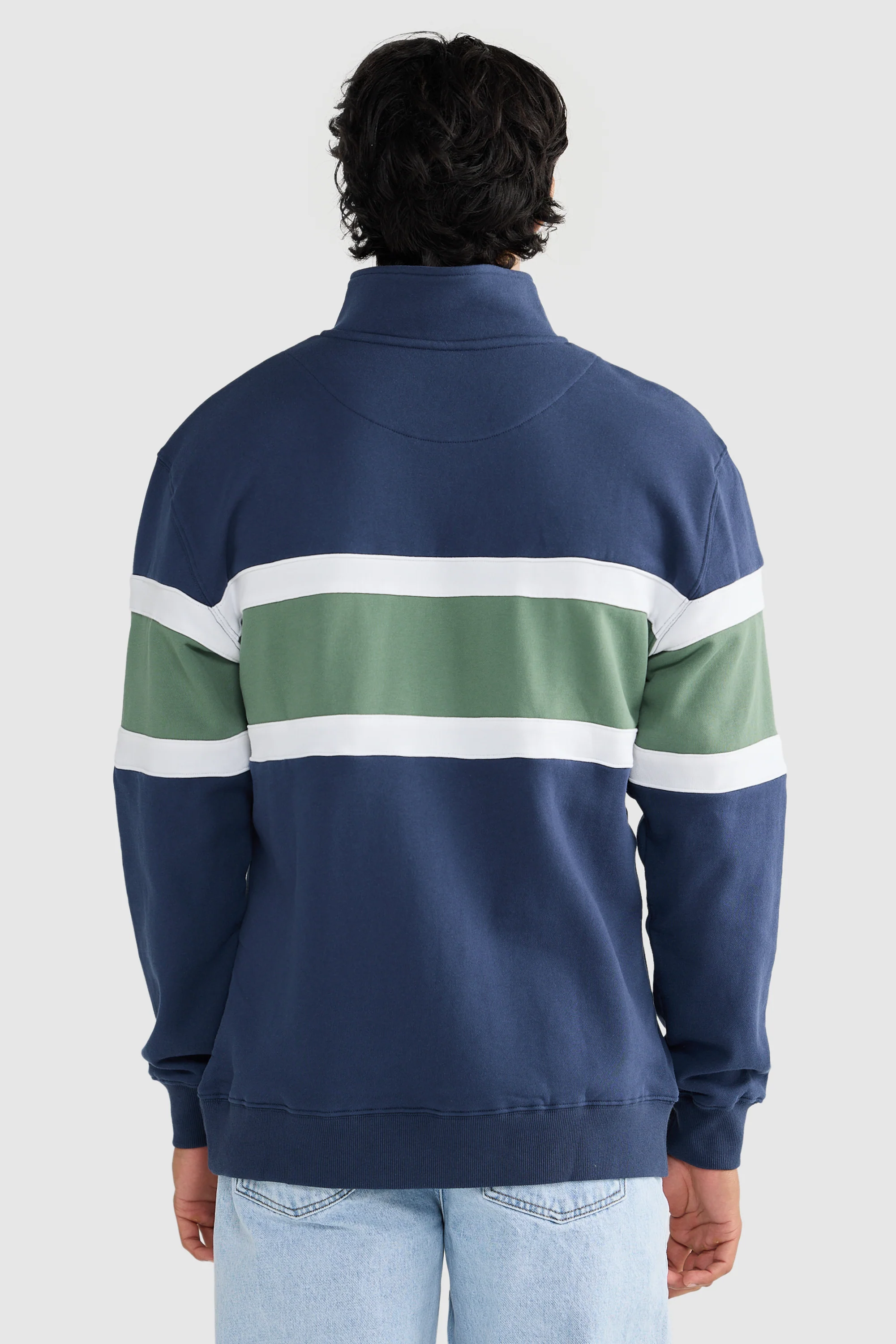 Triple Panel Quarter Zip Navy and Olive - Image 4